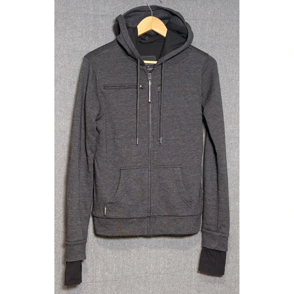 BauBax Lifestyle Women Travel Tech  Hoodie Charcoal Gray Full Zip Stylus Size M